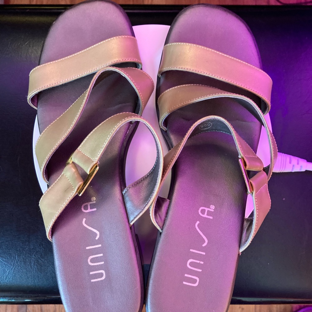 Gold and brown sandals